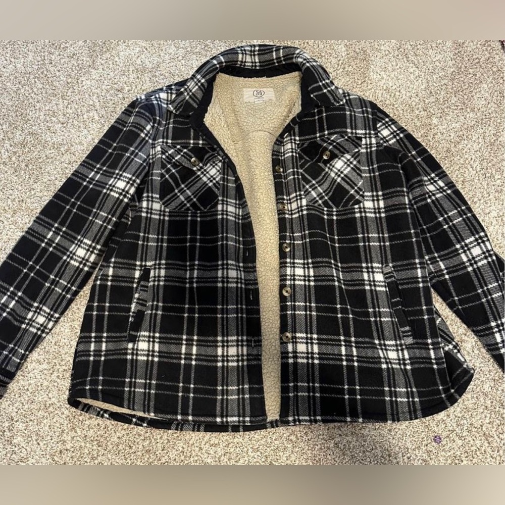 Black and White Fuzzy Shacket